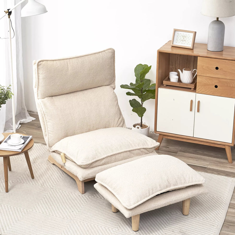 Adjustable Folding Floor Chair, Ergonomic Sofa Bed with Soft Fabric for Living Rooms, Guest Rooms