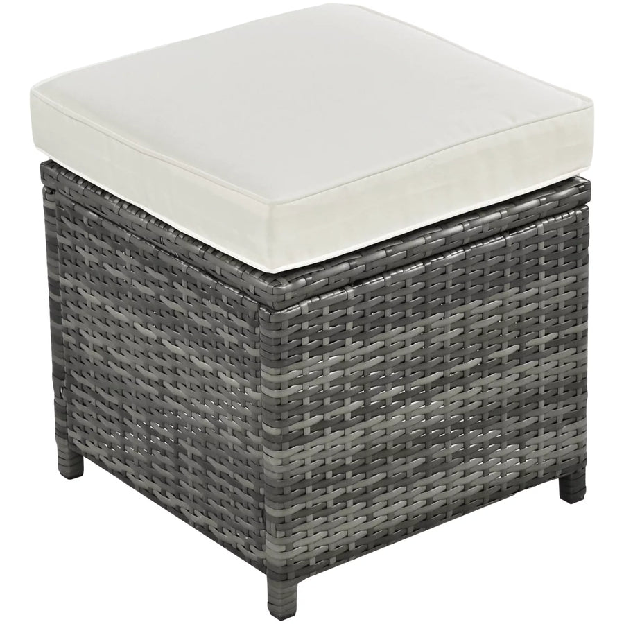 6-Piece Outdoor Sectional Furniture Set with Storage Box and Adjustable Seat, All Weather Rattan Sofa Set with Removable Covers and Tempered Glass Top Table for Garden Patio
