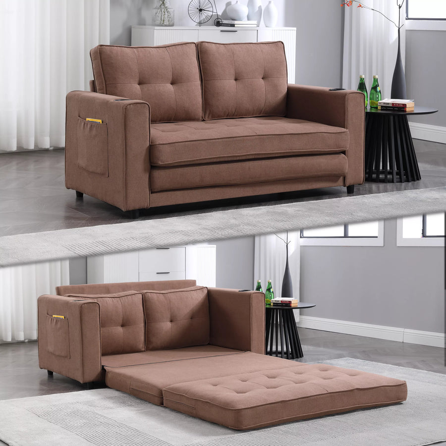 Folding Futon Sleeper Sofa with Pull Out Couch Bed,Modern Velvet Loveseat Sleeper Convertible to Full Size Floor Couches Bed for Living Room Bedroom Small Space