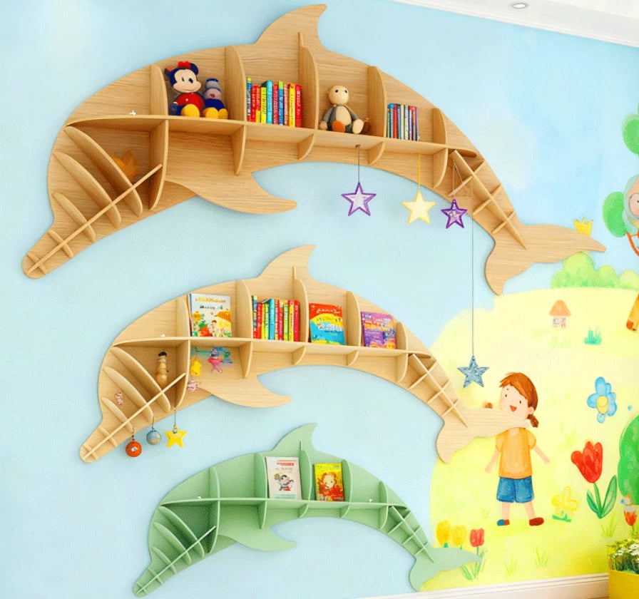 Kids Creative Dolphin Bookshelf Locker Wooden