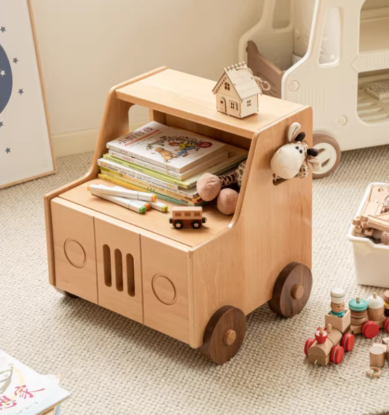 Wooden Children's Bedside Table Modern Simple Bedroom Storage Cabinet Home Cartoon Car Bedside Cabinet