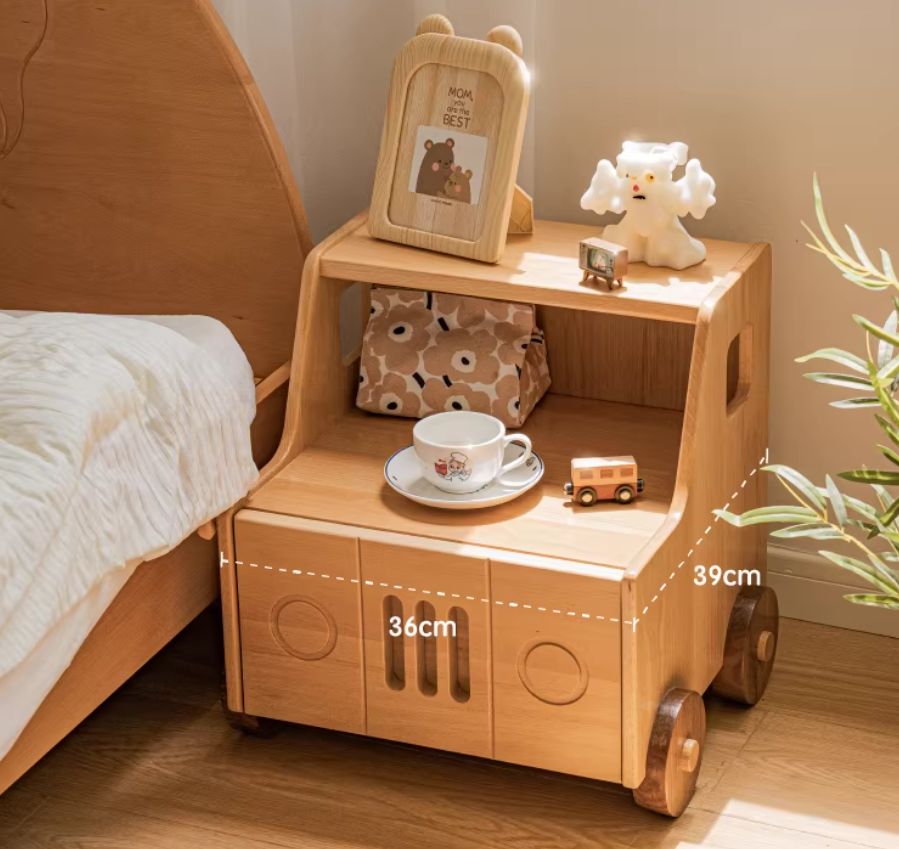 Wooden Children's Bedside Table Modern Simple Bedroom Storage Cabinet Home Cartoon Car Bedside Cabinet