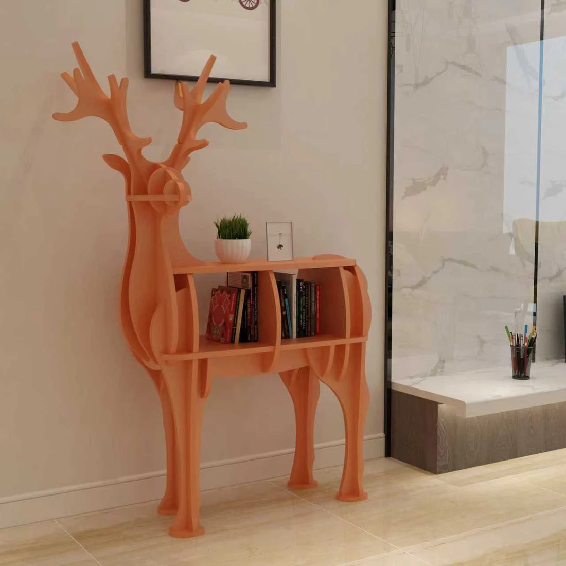 Creative Kids Bookshelf Wooden elk Animal Bookshelf