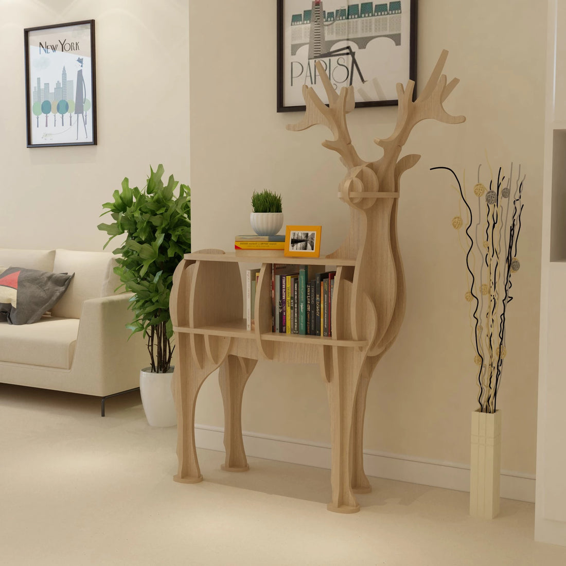 Creative Kids Bookshelf Wooden elk Animal Bookshelf