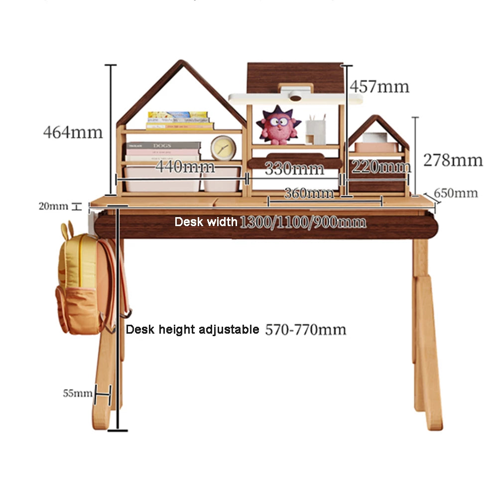Solid wood liftable study table, childrens desk table of study, study table for kids