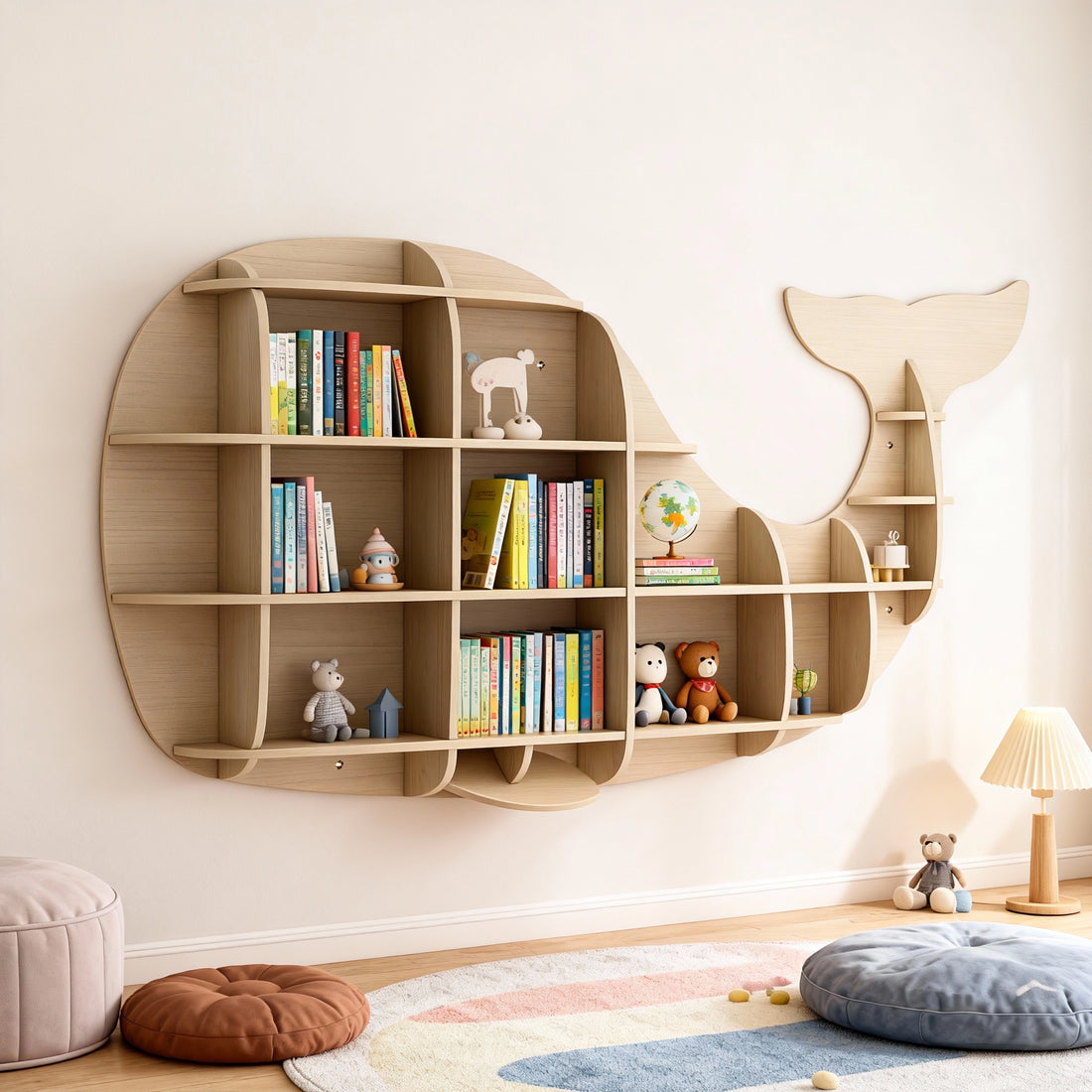 Kids Creative Dolphin & Whale Bookshelf Locker Wooden
