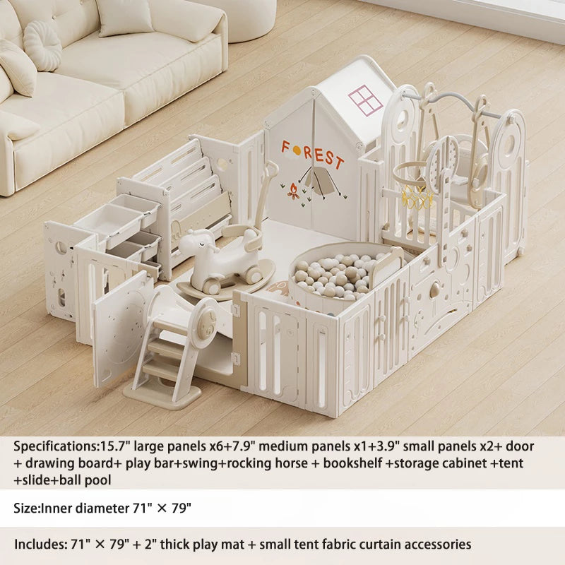 Eco-Friendly Baby Playpen , External Safety Lock, Easy Installation, and PVC Suction Base - Perfect for Home, Mall, and Kindergarten Use
