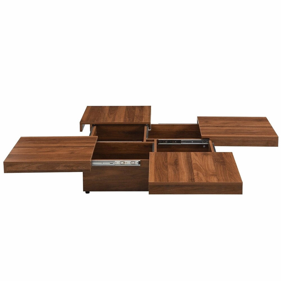39.4'' Square Marble Veneer Coffee Table with Sliding Top Storage