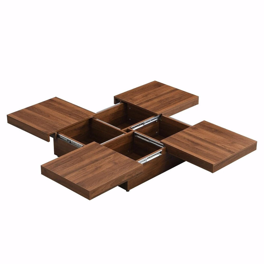 39.4'' Square Marble Veneer Coffee Table with Sliding Top Storage
