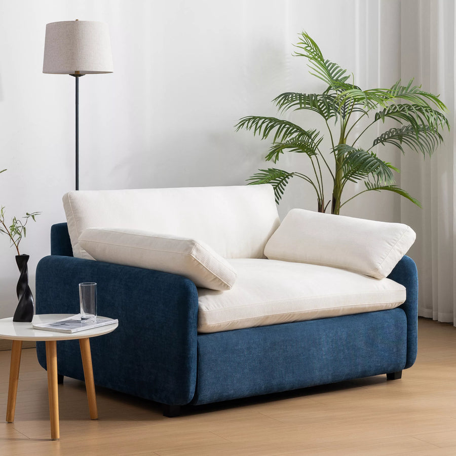 Oversized Living Room Accent Chair, Modern Chenille Upholstered Wider Seat Leisure Armchair Color Blocking Sofachair with 2 Pillows and Removable Cover for Home Apartment,Bedroom,Office