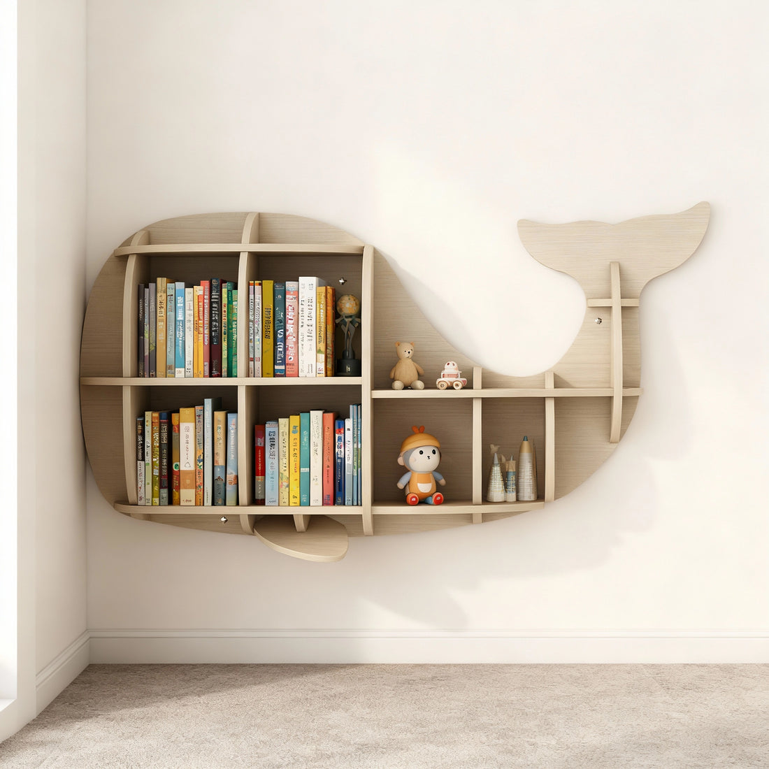Kids Creative Dolphin & Whale Bookshelf Locker Wooden