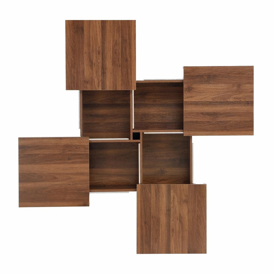 39.4'' Square Marble Veneer Coffee Table with Sliding Top Storage
