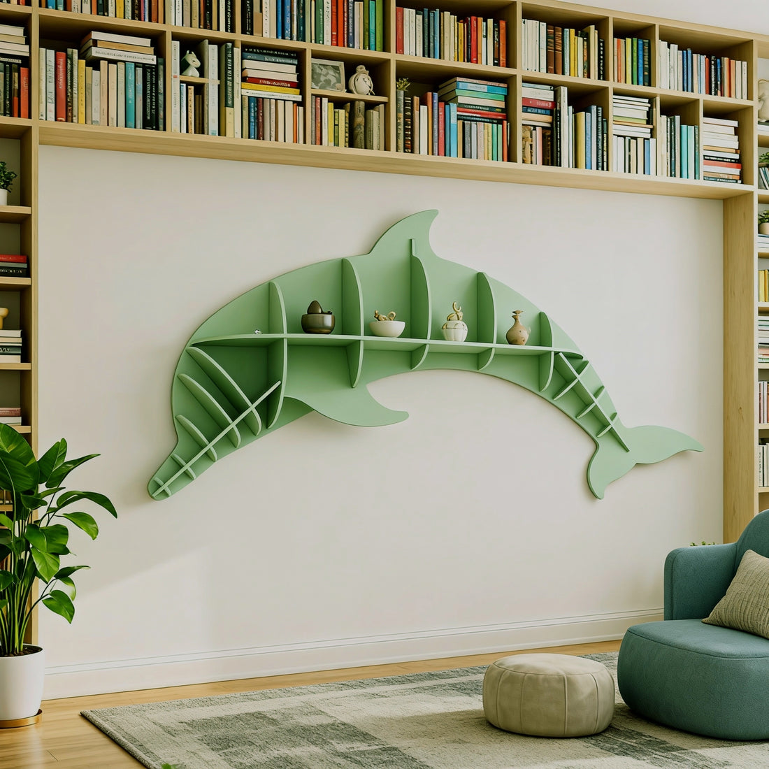 Kids Creative Dolphin Bookshelf Locker Wooden