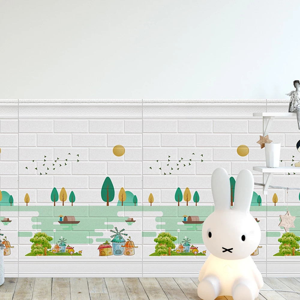 Peel and Stick Wallaper, Wallpaper Self-adhesive 3D Baseboard Wall Sticker, Waterproof and Anti-collision Wall Sticker