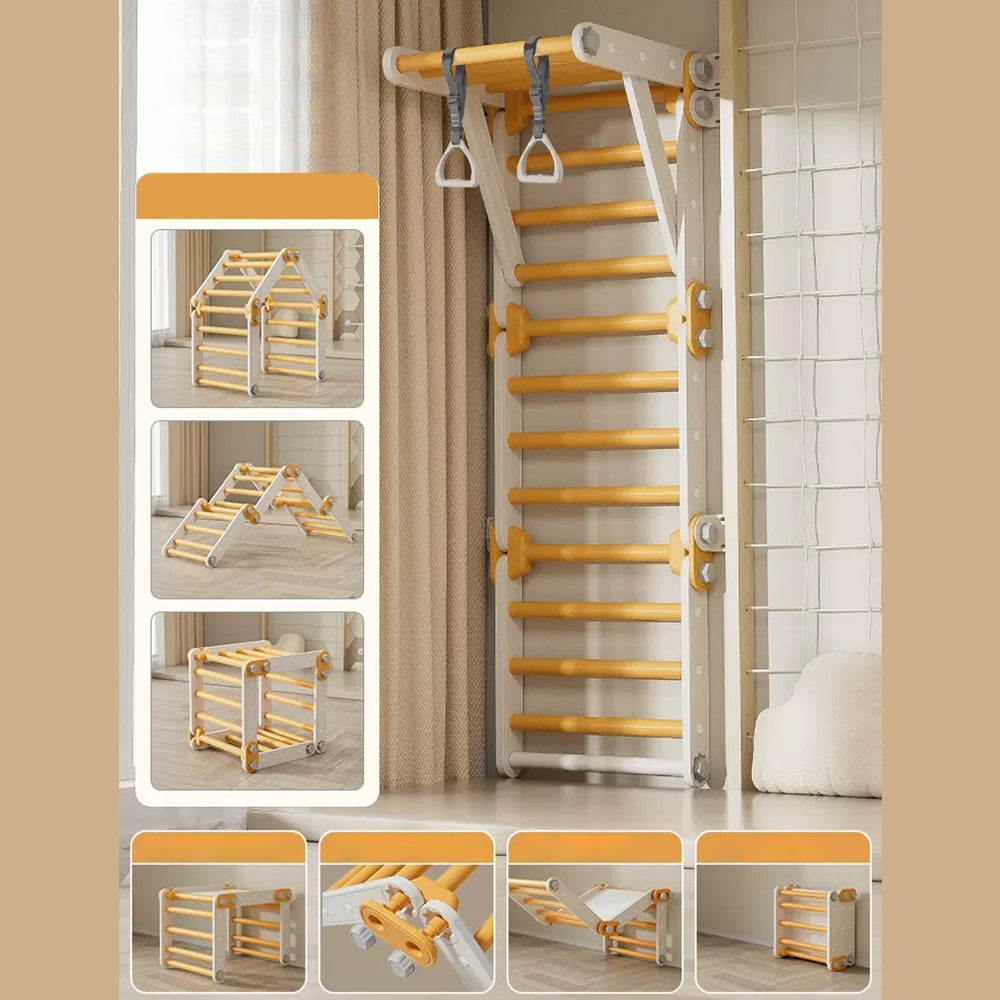 Foldable 3 in 1 Wooden Climbing Triangle Ladder Indoor Kids Play Gym Activity Climber Structure Toys