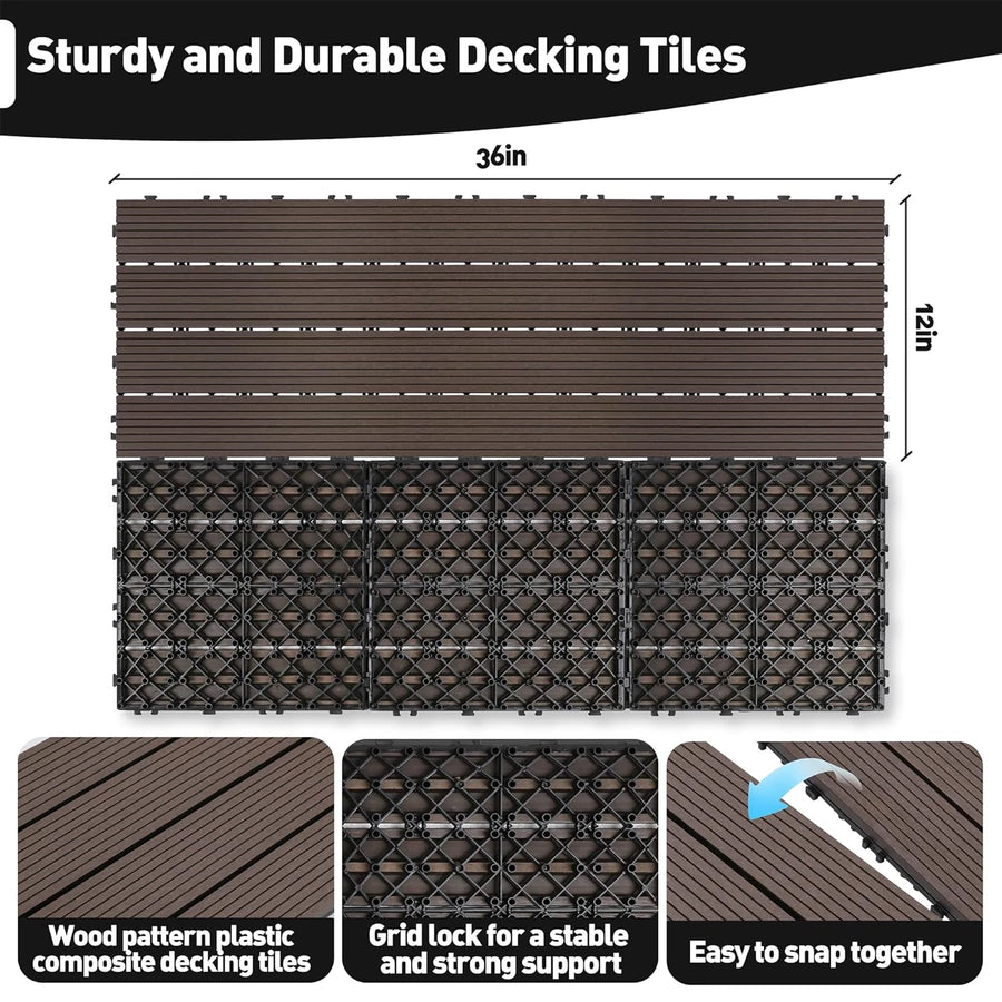 Wood Composite Interlocking Floor Deck Tiles Indoor Outdoor Use 12