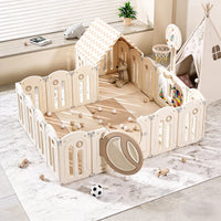 Foldable Infant Play Yard with House Baby Playpen and Matching Toys | Star-Moon