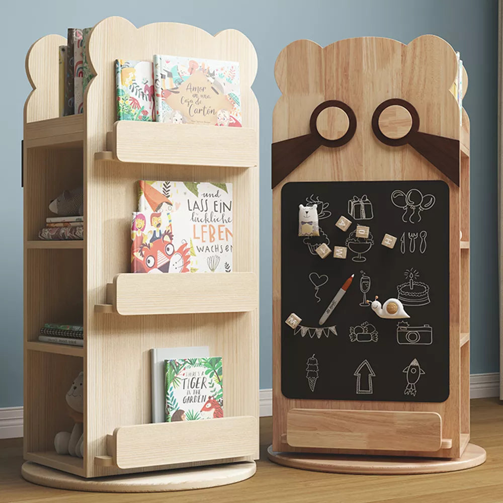 Children's Multi-functional Solid Wood 360° Rotating Bookshelf with Bl -  PURE ERA