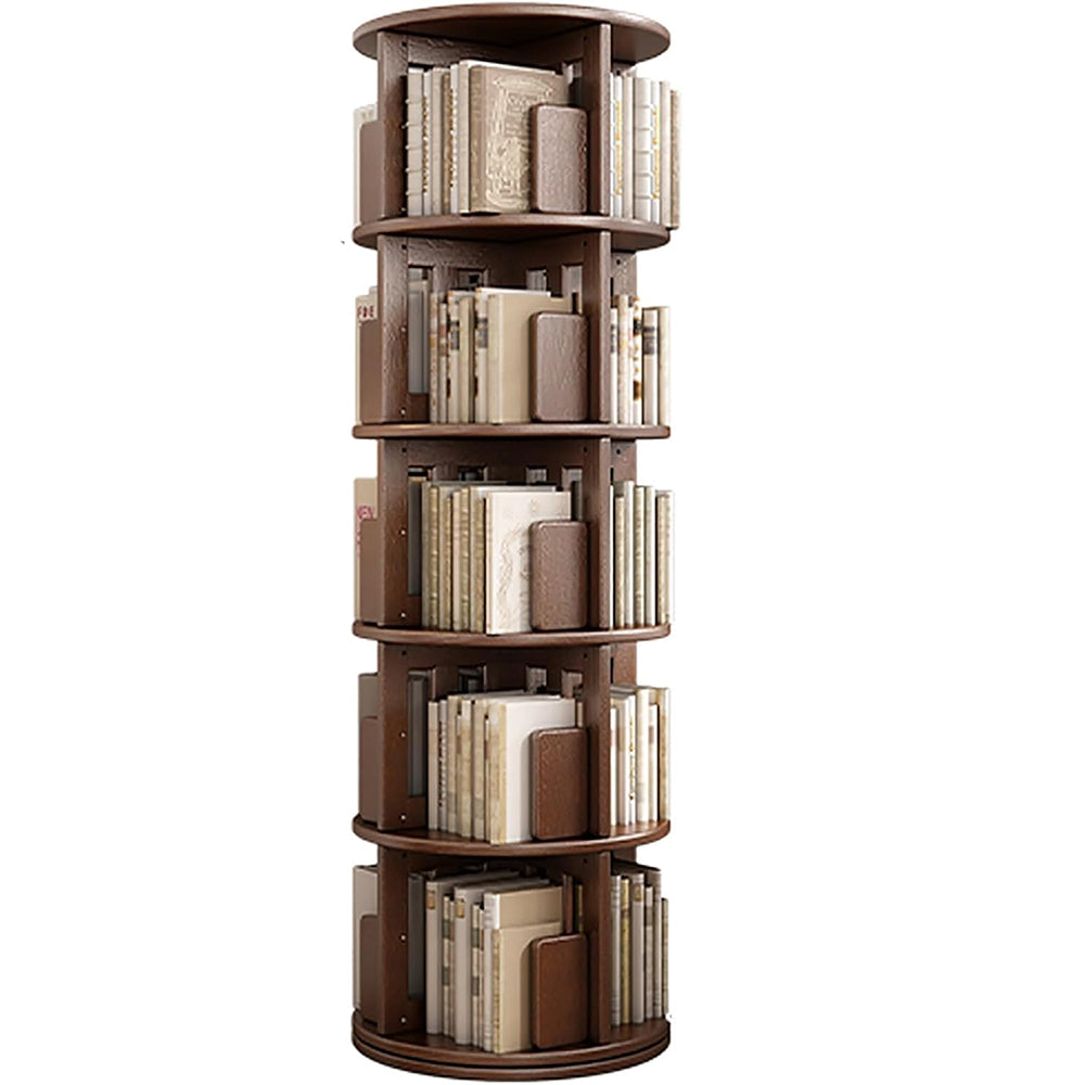 Solid Wood Rotating Bookshelf,Round Rotating Bookcase 360 Display,Floor Standing Bookcase for Kids & Adults,Corner Bookshelf
