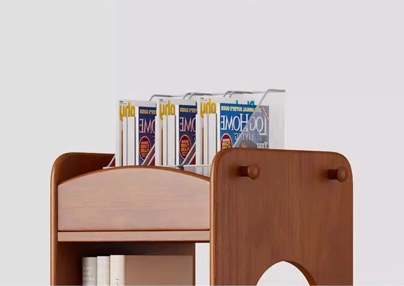 Solid Wood Kids 360° Rotating Bookshelf, Floor Standing Multi-Tier Children’s Book Rack, Montessori Book & Toy Storage Organizer for Living Room & Bedroom