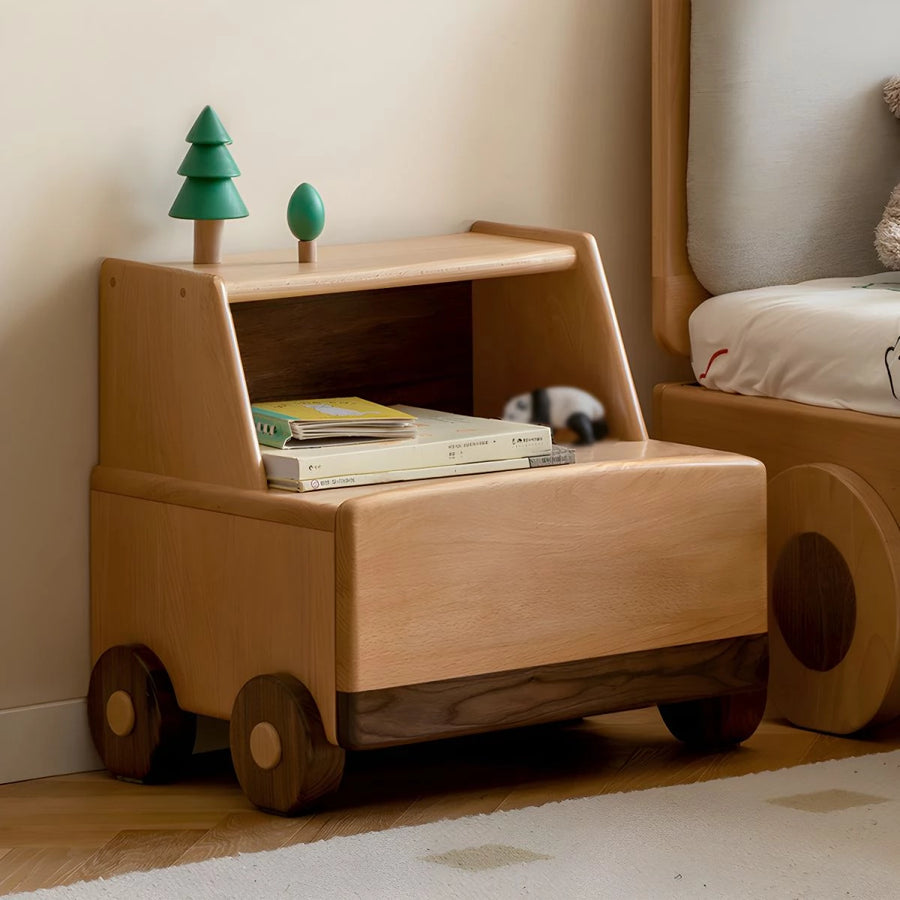 Wooden Children's Bedside Table Modern Simple Bedroom Storage Cabinet Home Cartoon Car Bedside Cabinet