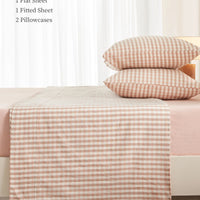 100% Washed Cotton Gingham Bed Sheet Set