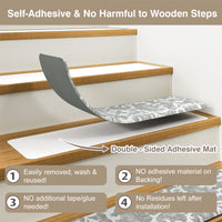 Staircase Step Treads Foam Stair Pads Cushioned  | 8" x 30" PVC Material(Set of 2,12)