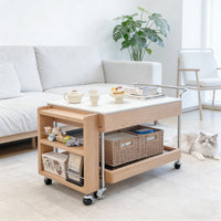 Multifunctional Coffee Table with Storage – Extendable Rolling Coffee Table for Small Living Room