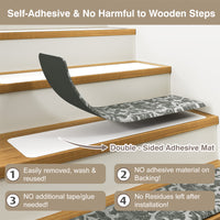 Staircase Step Treads Foam Stair Pads Cushioned  | 8" x 30" PVC Material(Set of 2,12)