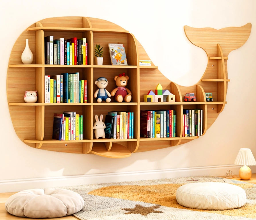 Kids Creative Dolphin & Whale Bookshelf Locker Wooden