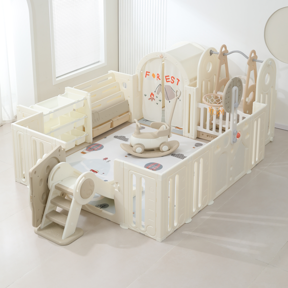 Eco-Friendly Baby Playpen , External Safety Lock, Easy Installation, and PVC Suction Base - Perfect for Home, Mall, and Kindergarten Use