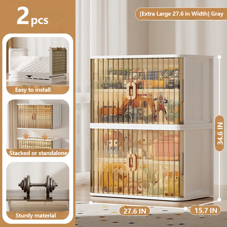 Foldable Toy Storage Cabinet with Wheels – Extra Large Capacity Kids Organizer Box