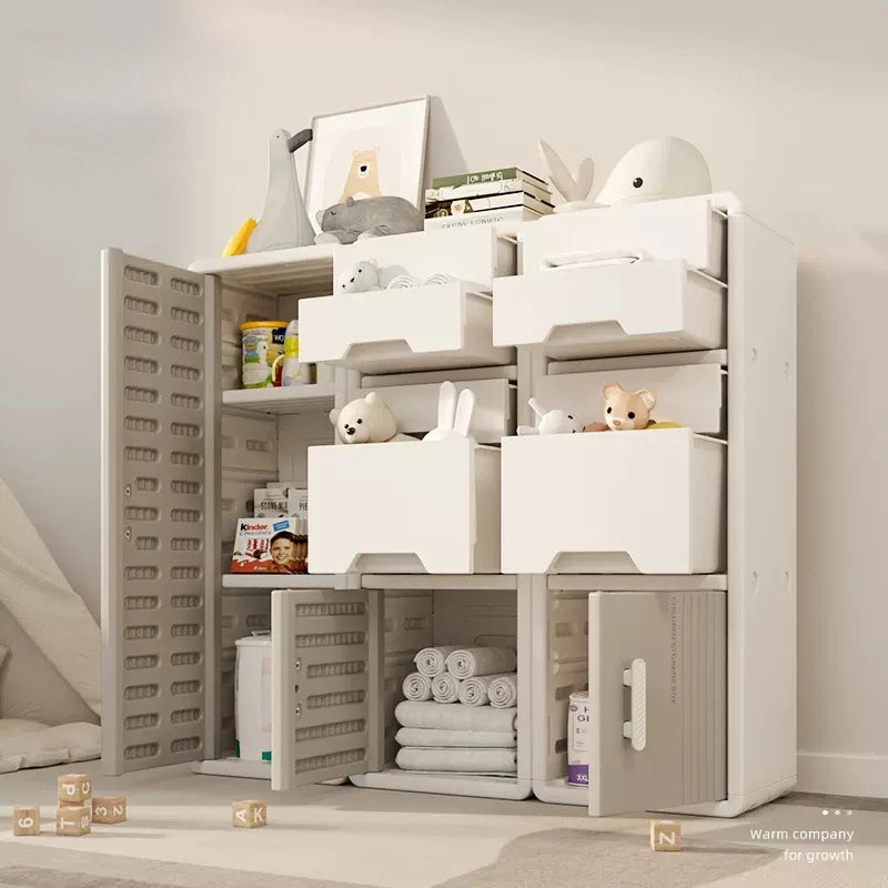Home Toy Storage Contemporary Plastic Storage Bookcase Kids Toy Organizers and Storage with Drawers