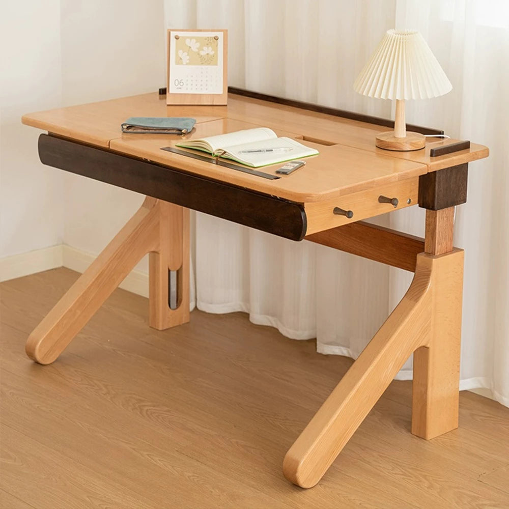 Solid wood liftable study table, childrens desk table of study, study table for kids