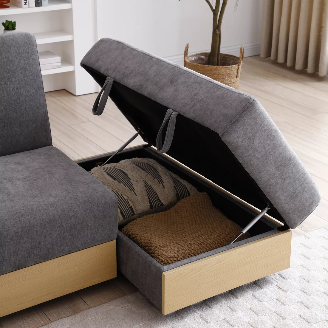 Convertible Sleeper Sofa Couch, Multifunctional Double Folding Sofa Bed,Storage Ottoman and Sofa arm with box and drawer