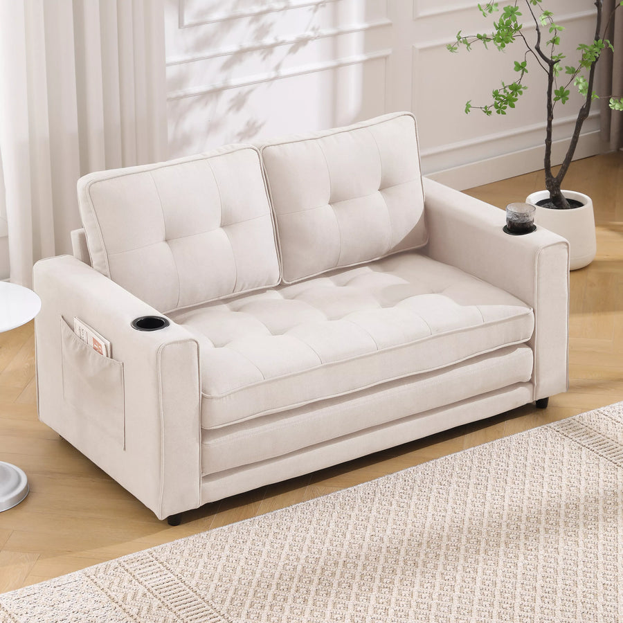 Folding Futon Sleeper Sofa with Pull Out Couch Bed,Modern Velvet Loveseat Sleeper Convertible to Full Size Floor Couches Bed for Living Room Bedroom Small Space