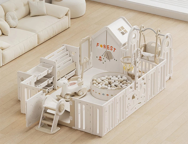 Eco-Friendly Baby Playpen , External Safety Lock, Easy Installation, and PVC Suction Base - Perfect for Home, Mall, and Kindergarten Use