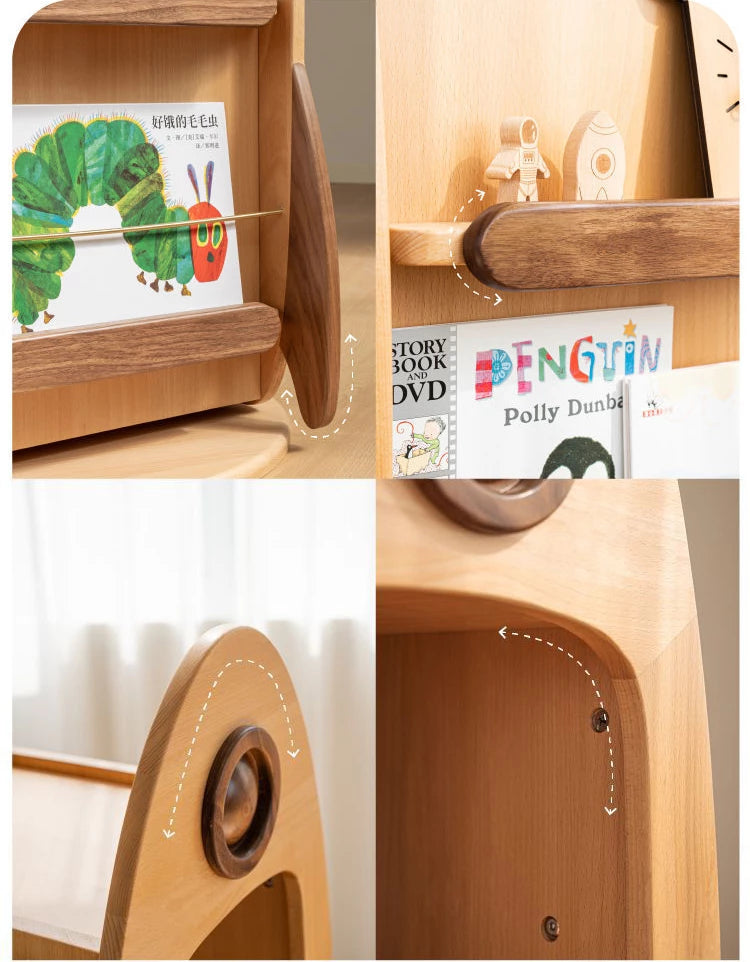 Solid Wood 360° Rotating Bookshelf, 6 Layer Bookshelf, Kids Bookshelf Storage Rack