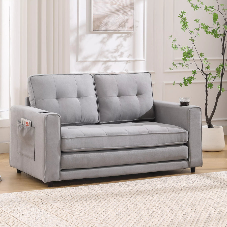 Folding Futon Sleeper Sofa with Pull Out Couch Bed,Modern Velvet Loveseat Sleeper Convertible to Full Size Floor Couches Bed for Living Room Bedroom Small Space