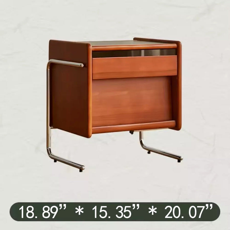 Nordic Solid Wood Nightstand Home Simple Storage Cabinet Vintage Side Table Small Apartment Bedroom Bedside Cabinet Cherry Wood