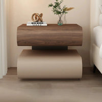 Modern Light Luxury Bedroom Nightstand — Cat-Scratch-Resistant Leather & Multi-Layer Solid Wood Construction, Dual-Drawer Design, Floating Storage Cabinet