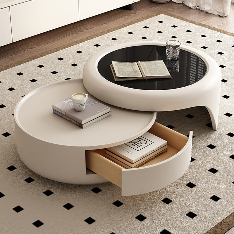 Creative Solid Wood Coffee Table Living Room Combination with Tempered Glass