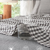 100% Washed Cotton Gingham Bed Sheet Set