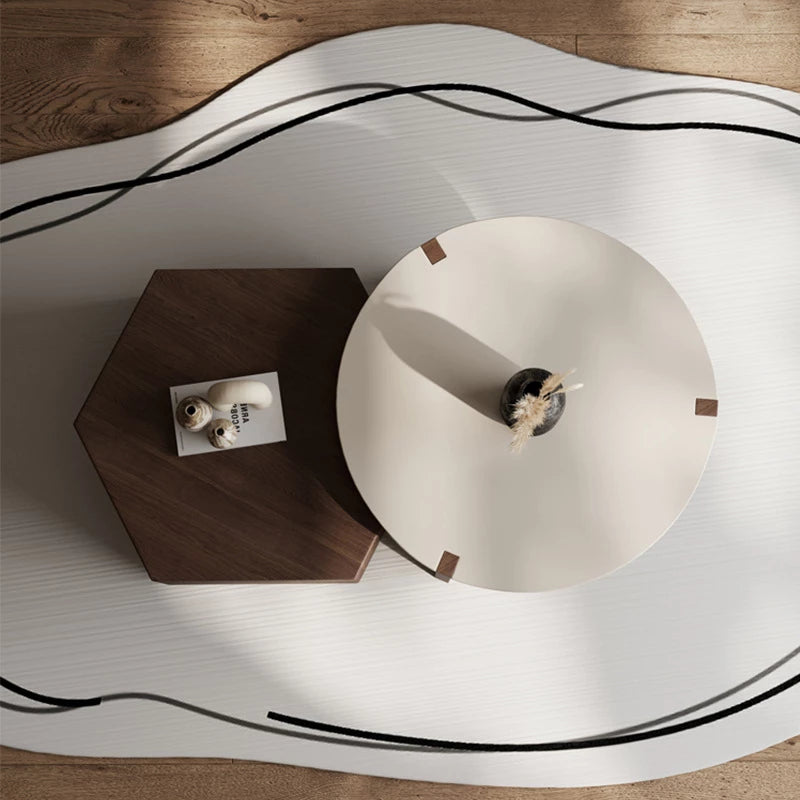 Coffee Table Modern Minimalist Round Side Table Set Small Coffee Table for Living Room, Space-Saving Design Tea Table