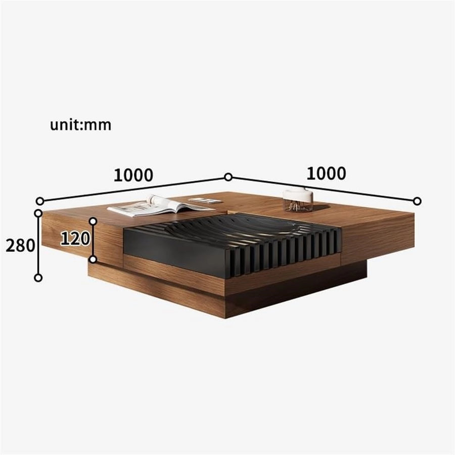 Walnut Wood Coffee Table with Storage, End Table with Storage,Modern Minimalist Design