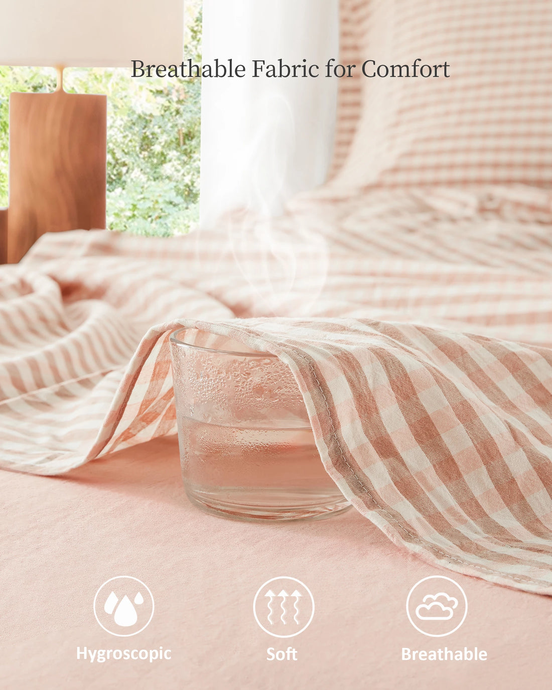 100% Washed Cotton Gingham Bed Sheet Set