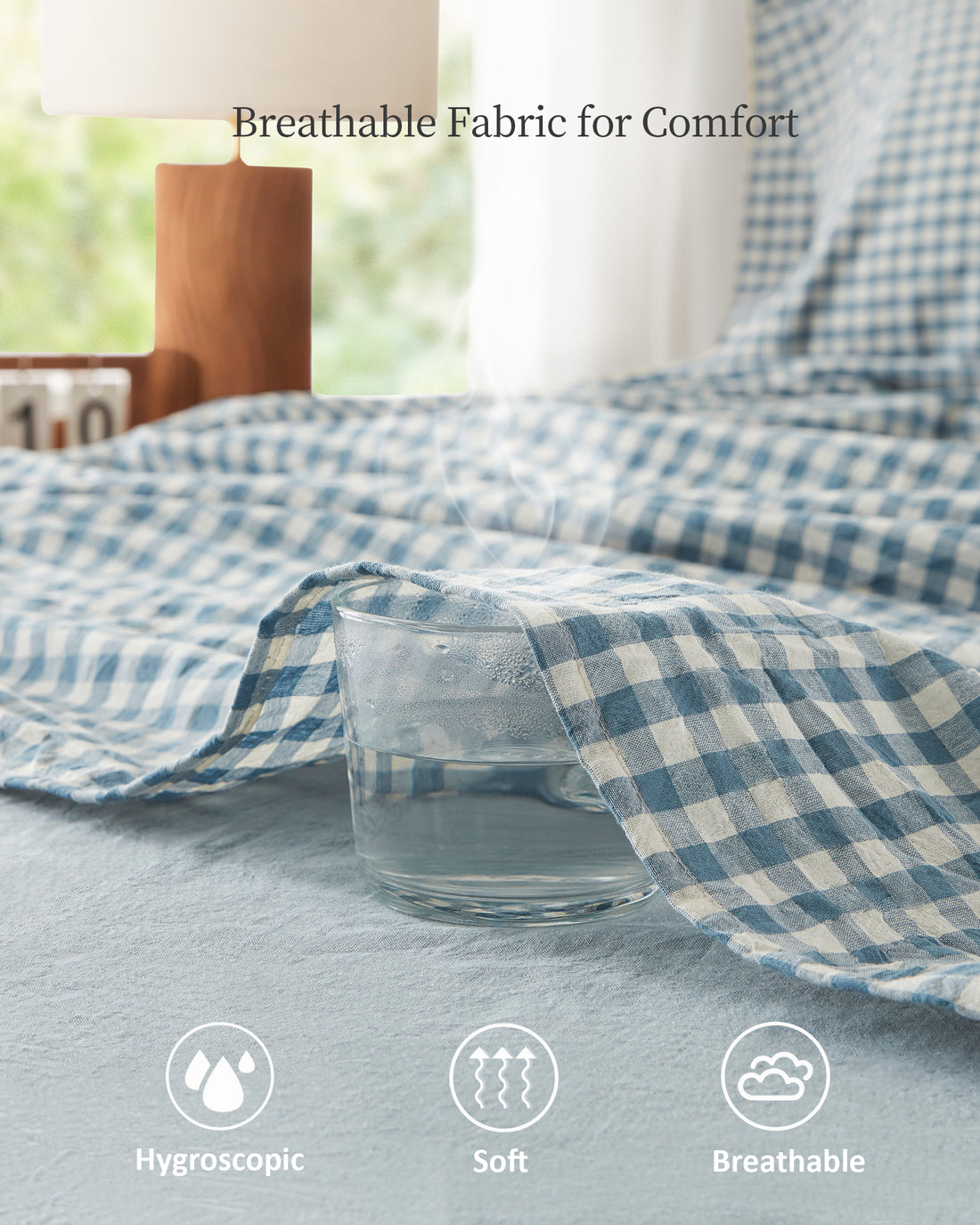 100% Washed Cotton Gingham Bed Sheet Set