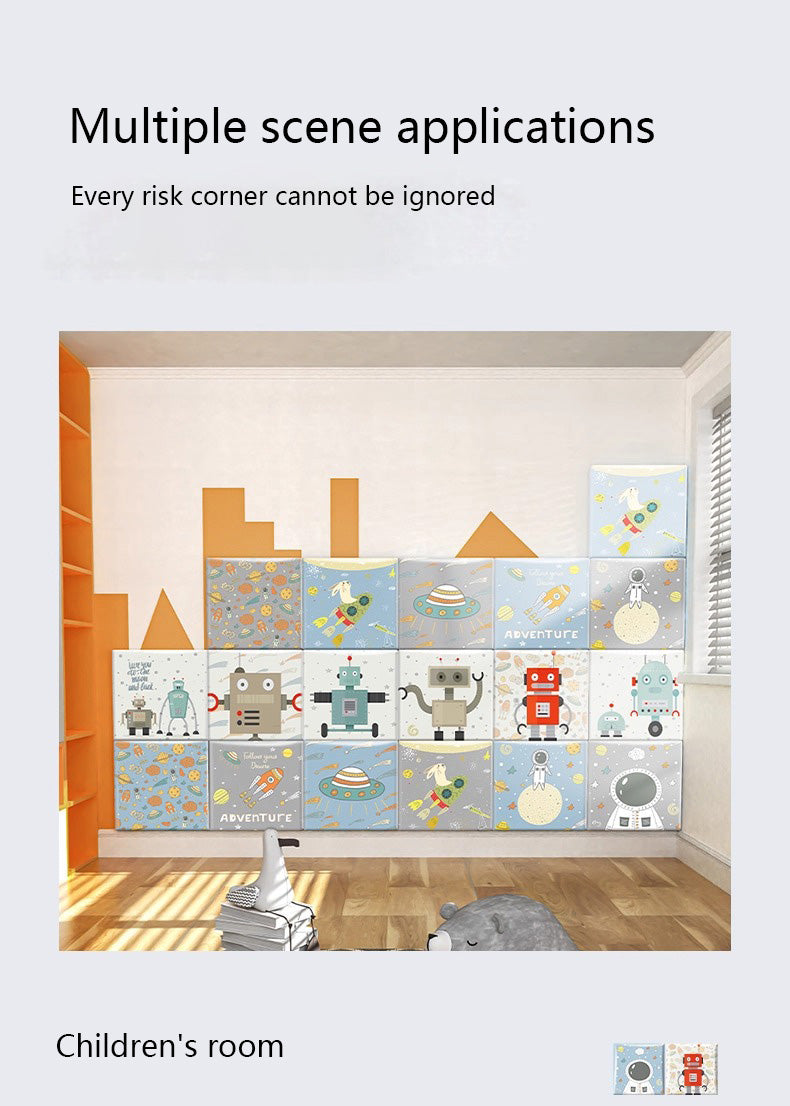 Bedside decorative soft package background wall soft package stickers self-adhesive bedroom anti-collision robot backrest custom astronaut wall enclosure