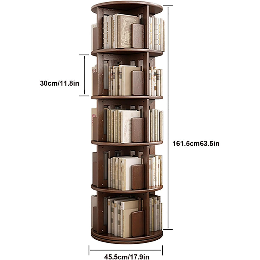 Solid Wood Rotating Bookshelf,Round Rotating Bookcase 360 Display,Floor Standing Bookcase for Kids & Adults,Corner Bookshelf