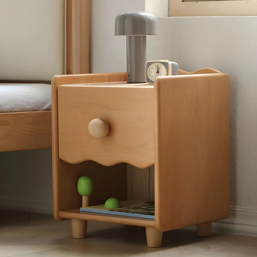 Solid Wood Kids Bedside Table Modern Simple Bedside Storage Cabinet Multifunctional Bedroom Cabinet Storage Cabinet